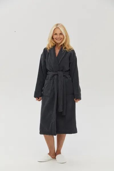 Халат unisex Lotus Home - Bold New Microcotton antrasit махровый S svt-2000022329491 фото