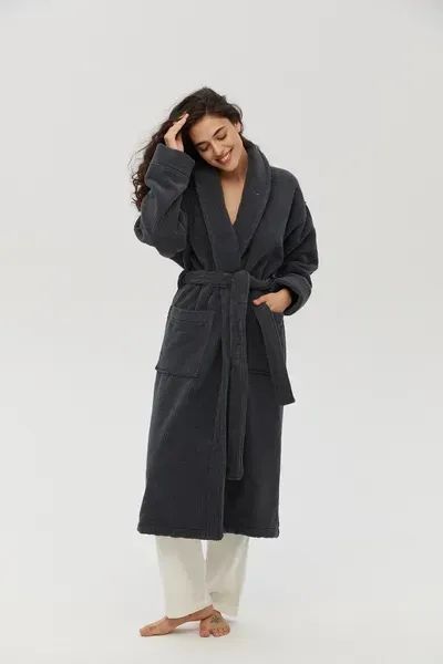 Халат unisex Lotus Home - Bold New Microcotton antrasit махровый S svt-2000022329491 фото