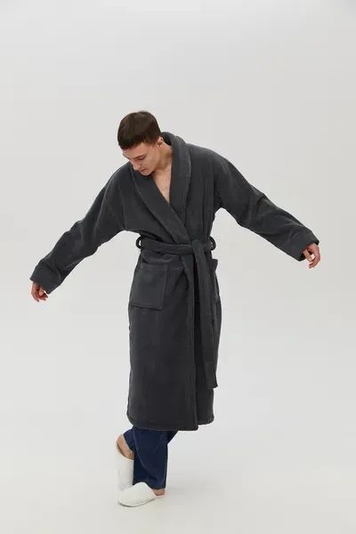 Халат unisex Lotus Home - Bold New Microcotton antrasit махровый S svt-2000022329491 фото