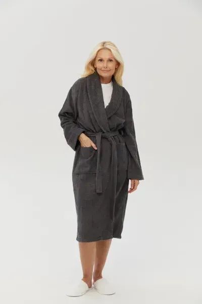 Махровый халат unisex Lotus Home - Basic New Line антрацит S svt-2000022348058 фото