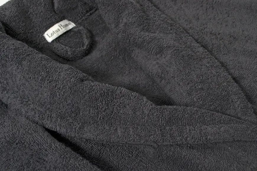 Махровый халат unisex Lotus Home - Basic New Line антрацит S svt-2000022348058 фото
