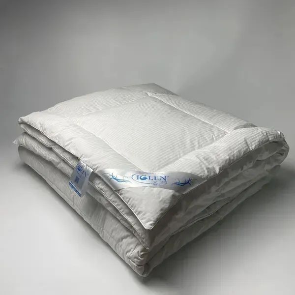 Одеяло пуховое Iglen 100% белый пух в тике (деми) Евро 200x220 см 900 г iglen_20022011с фото